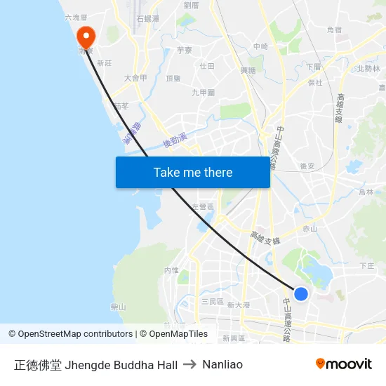 正德佛堂 Jhengde Buddha Hall to Nanliao map