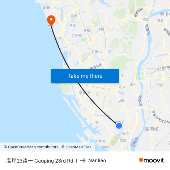 Gaoping 23rd Rd. I to Nanliao map