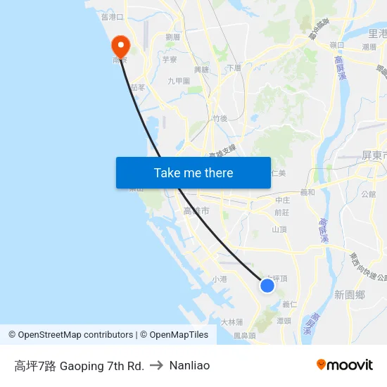 高坪7路 Gaoping 7th Rd. to Nanliao map