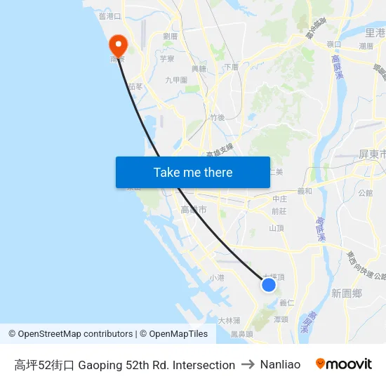 高坪52街口 Gaoping 52th Rd. Intersection to Nanliao map