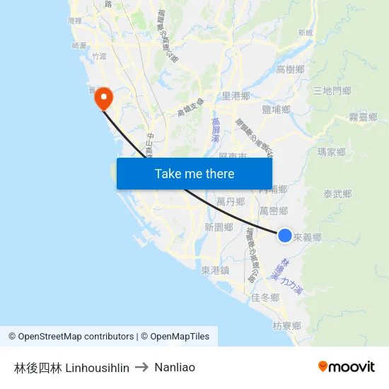林後四林 Linhousihlin to Nanliao map