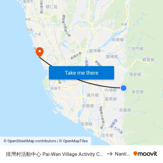 排灣村活動中心 Pai-Wan Village Activity Center to Nanliao map