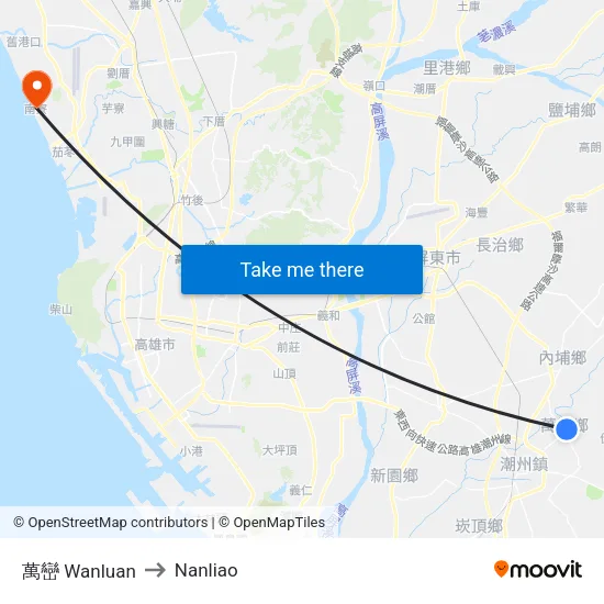 萬巒 Wanluan to Nanliao map