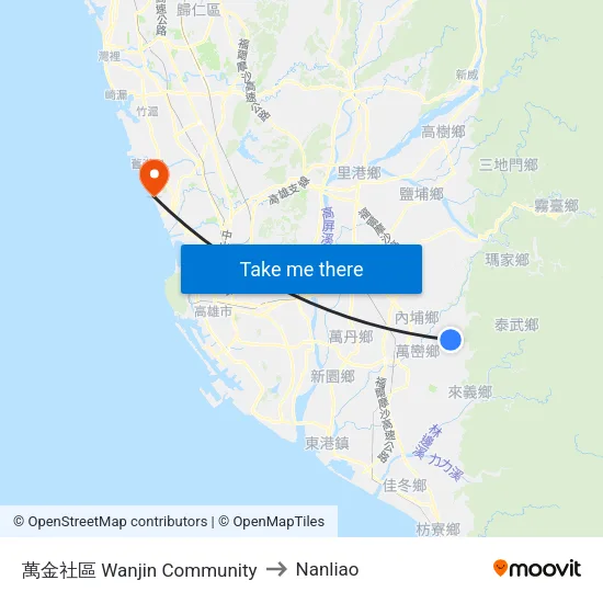 萬金社區 Wanjin Community to Nanliao map