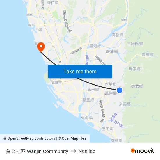 萬金社區 Wanjin Community to Nanliao map