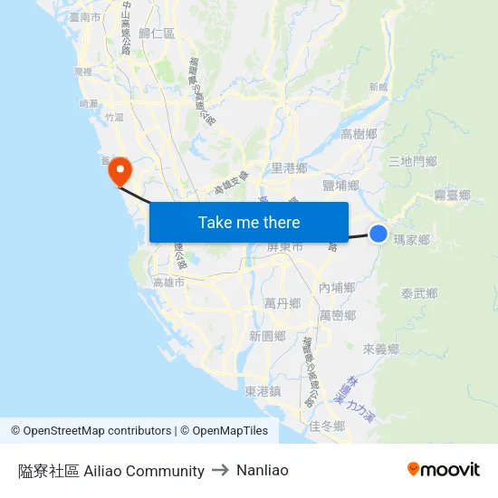 隘寮社區 Ailiao Community to Nanliao map