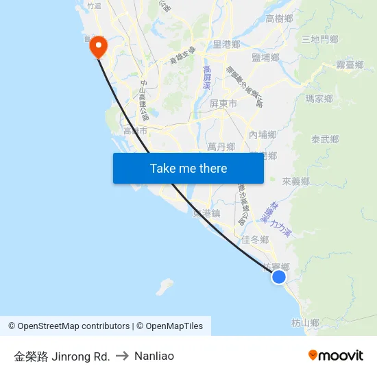 金榮路 Jinrong Rd. to Nanliao map
