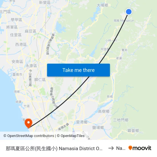 那瑪夏區公所(民生國小) Namasia District Office(Minseng Elementary School) to Nanliao map