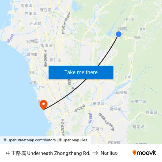 中正路底 Underneath Zhongzheng Rd. to Nanliao map