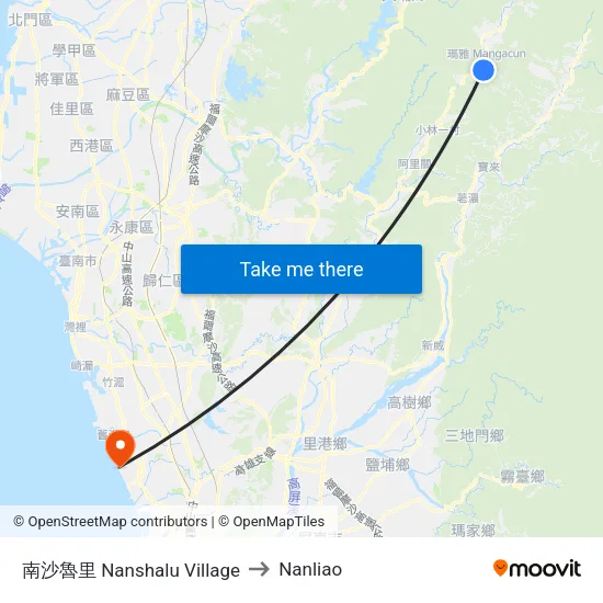 南沙魯里 Nanshalu Village to Nanliao map