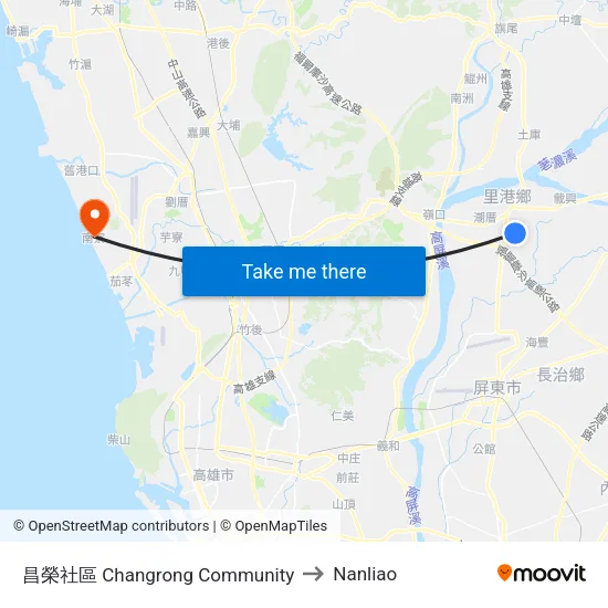 昌榮社區 Changrong Community to Nanliao map