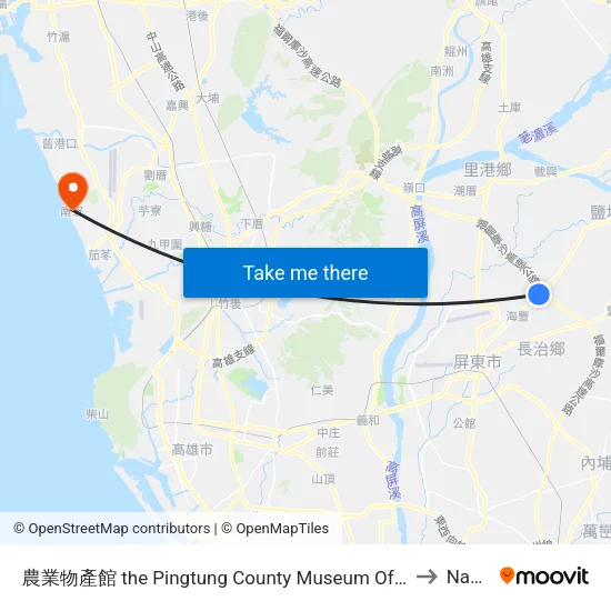 農業物產館 the Pingtung County Museum Of Agricultural Products to Nanliao map