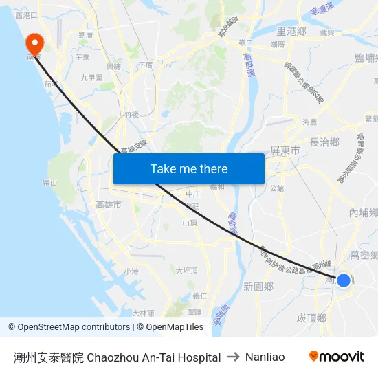 潮州安泰醫院 Chaozhou An-Tai Hospital to Nanliao map
