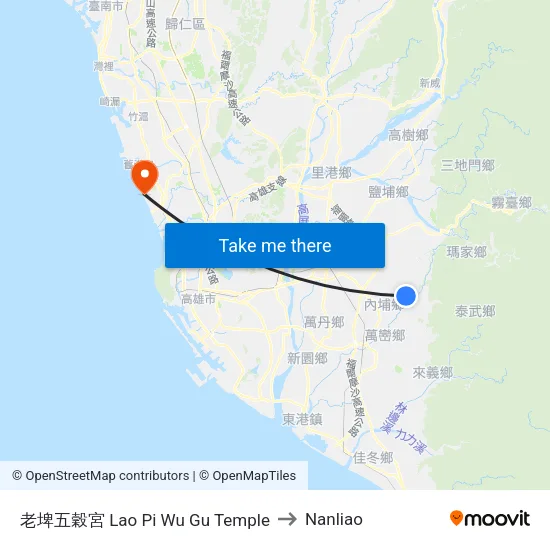 老埤五穀宮 Lao Pi Wu Gu Temple to Nanliao map