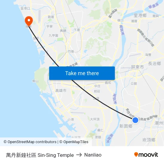 萬丹新鐘社區 Sin-Sing Temple to Nanliao map