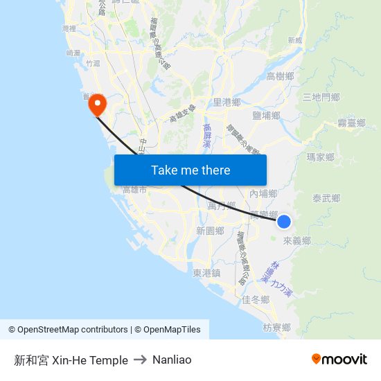新和宮 Xin-He Temple to Nanliao map