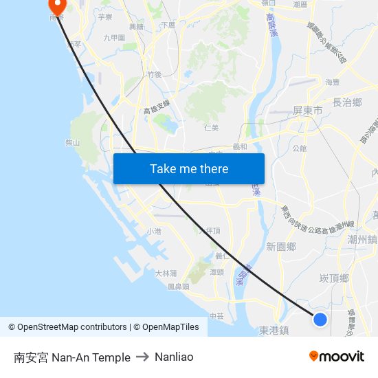 南安宮 Nan-An Temple to Nanliao map