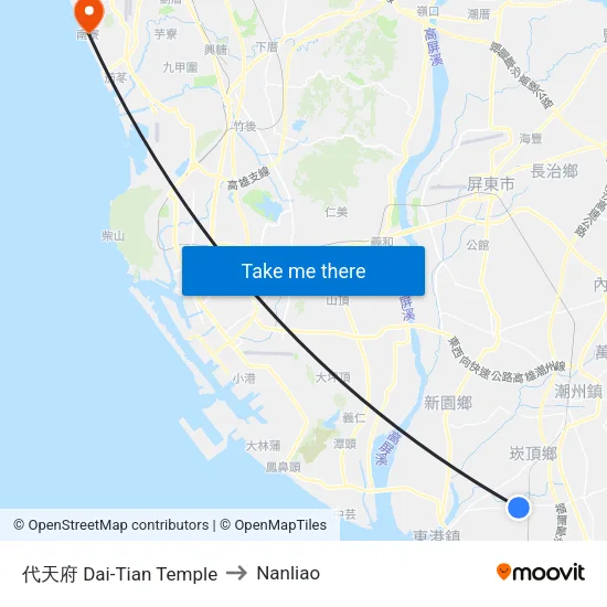 代天府 Dai-Tian Temple to Nanliao map