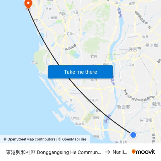 東港興和社區 Donggangsing He Community to Nanliao map