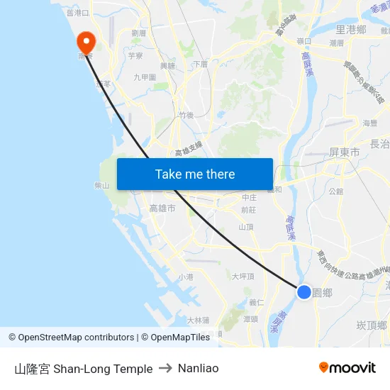 山隆宮 Shan-Long Temple to Nanliao map