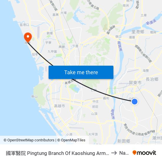 國軍醫院 Pingtung Branch Of Kaoshiung Armed Forces Genaral Hospital to Nanliao map