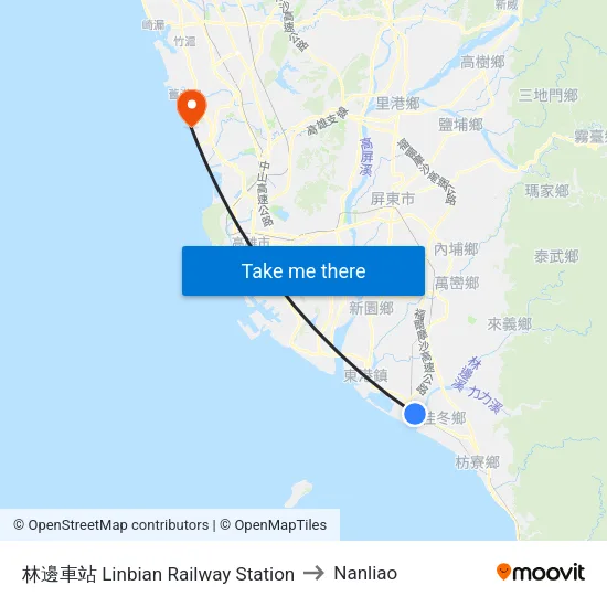 林邊車站 Linbian Railway Station to Nanliao map