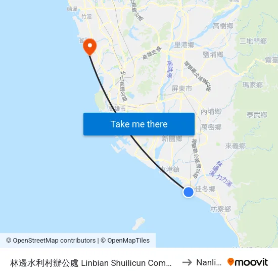 林邊水利村辦公處 Linbian Shuilicun Community to Nanliao map
