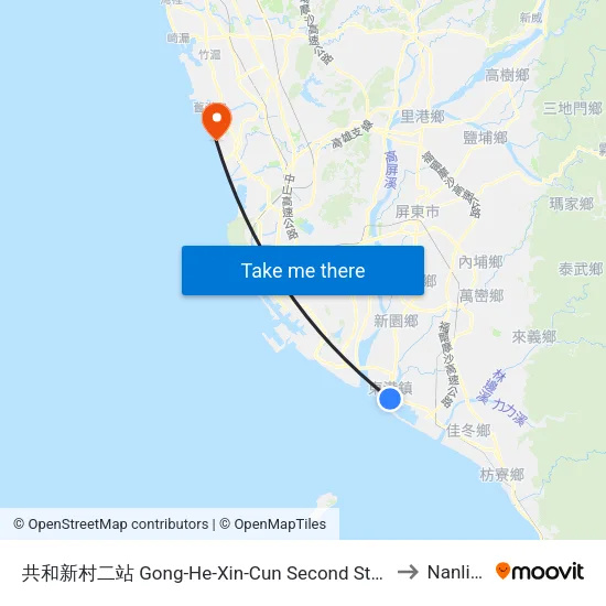共和新村二站 Gong-He-Xin-Cun Second Station to Nanliao map