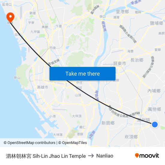 泗林朝林宮 Sih-Lin Jhao Lin Temple to Nanliao map