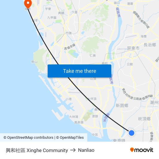 興和社區 Xinghe Community to Nanliao map