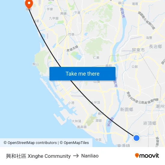 興和社區 Xinghe Community to Nanliao map
