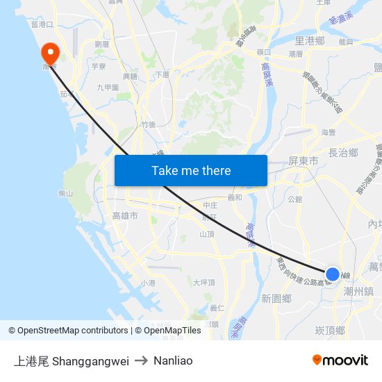 上港尾 Shanggangwei to Nanliao map