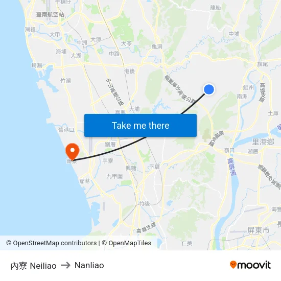 內寮 Neiliao to Nanliao map