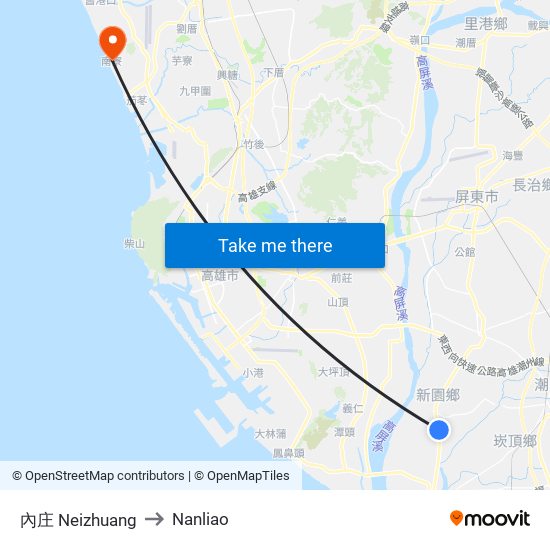 內庄 Neizhuang to Nanliao map