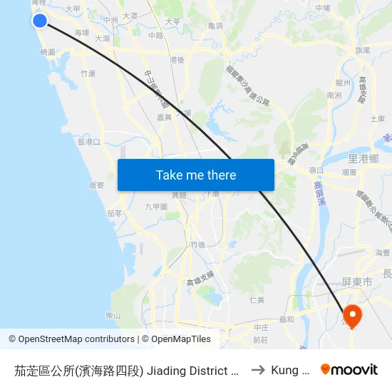 茄萣區公所(濱海路四段) Jiading District Office(Binhai Rd. Sec. 4) to Kung kuan li map