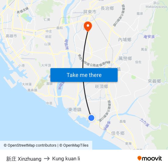 新庄 Xinzhuang to Kung kuan li map