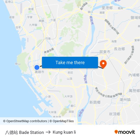 八德站 Bade Station to Kung kuan li map