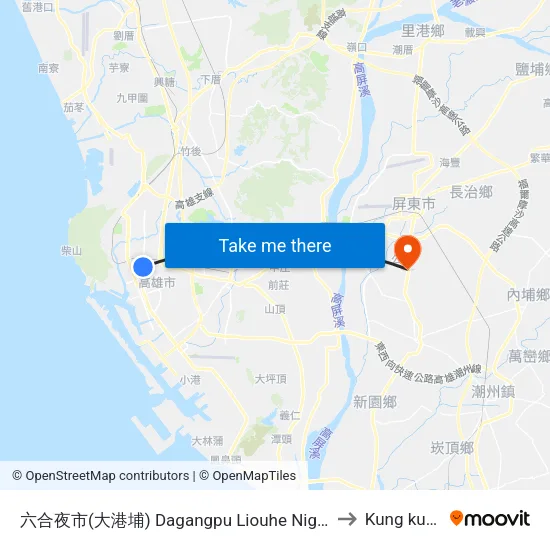 六合夜市(大港埔) Dagangpu Liouhe Night Market to Kung kuan li map