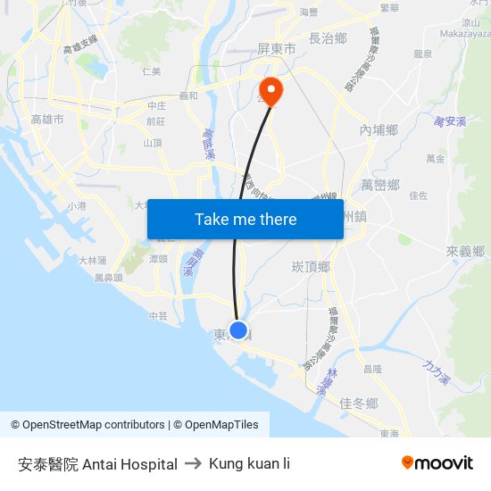 安泰醫院 Antai Hospital to Kung kuan li map