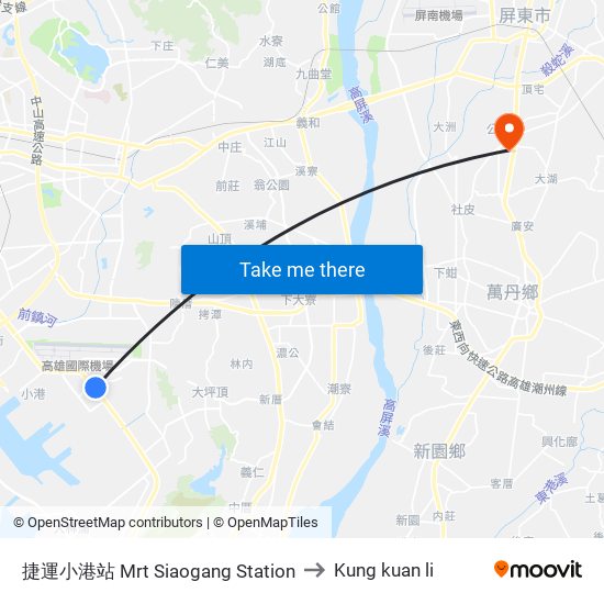 捷運小港站 Mrt Siaogang Station to Kung kuan li map