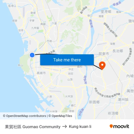 果貿社區 Guomao Community to Kung kuan li map