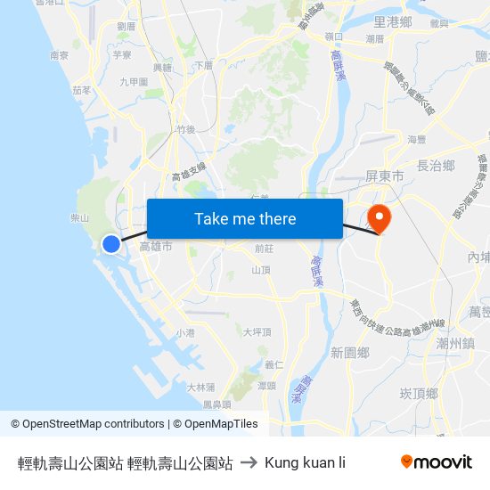 輕軌壽山公園站 輕軌壽山公園站 to Kung kuan li map