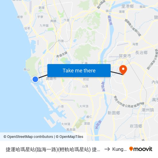 捷運哈瑪星站(臨海一路)(輕軌哈瑪星站) 捷運哈瑪星站(臨海一路)(輕軌哈瑪星站) to Kung kuan li map