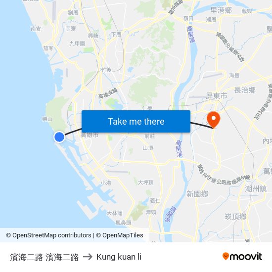 濱海二路 濱海二路 to Kung kuan li map