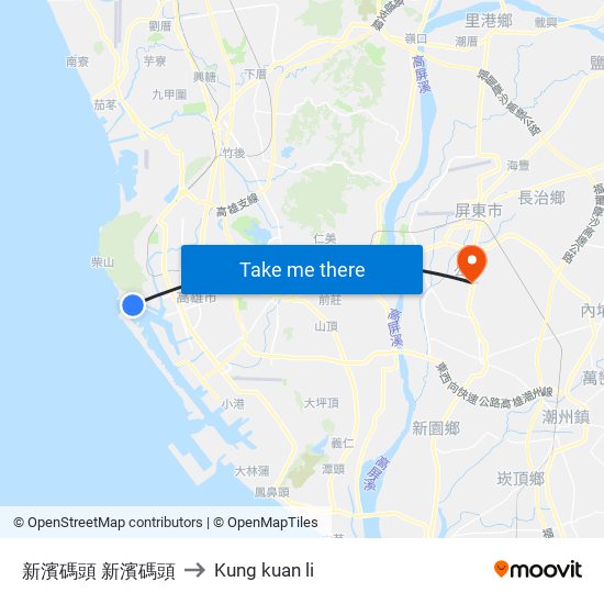 新濱碼頭 新濱碼頭 to Kung kuan li map