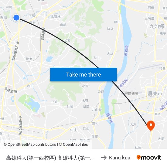 高雄科大(第一西校區) 高雄科大(第一西校區) to Kung kuan li map