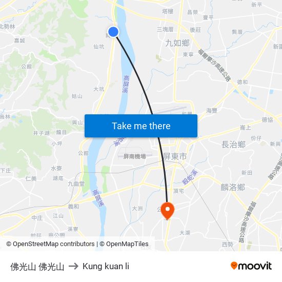 佛光山 佛光山 to Kung kuan li map