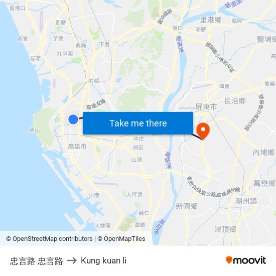 忠言路 忠言路 to Kung kuan li map