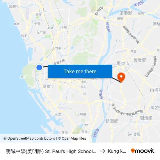 明誠中學(美明路) St. Paul's High School(Meiming Rd.) to Kung kuan li map