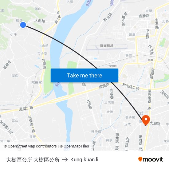 大樹區公所 大樹區公所 to Kung kuan li map